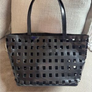 Prada Black Square Cutwork tote
